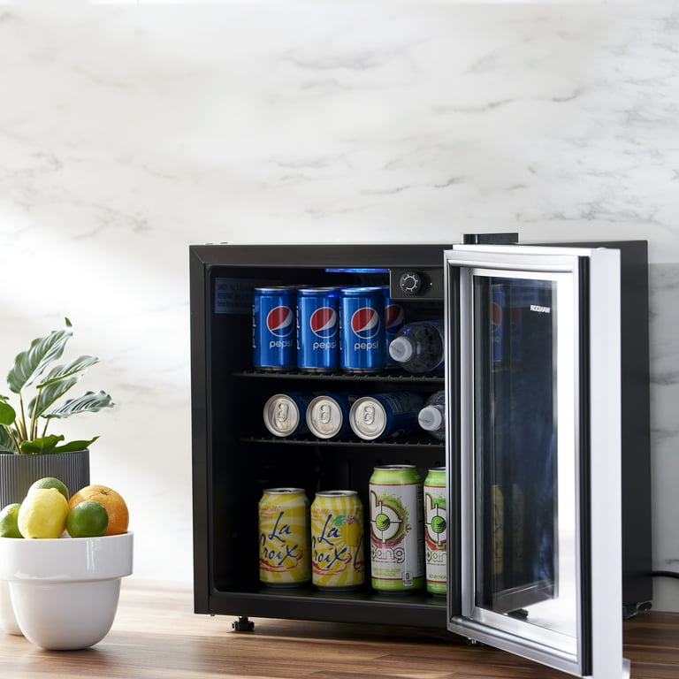 WANAI 120-Can Beverage Cooler and Refrigerator, Small Mini Fridge for Home,  Office or Bar with Glass Door and Adjustable Removable Shelves,Perfect for  Soda Beer or Wine, Stainless Steel, 3.5 Cu.Ft. 