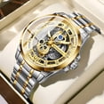 thumbnail image 1 of Reloj de Cuarzo Esqueleto para Hombre Caja de 42 Mm Correa de Acero Inoxidable Dorado Luminoso 30 M Impermeable Reloj de Pulsera Deportivo de Negocios, 1 of 6