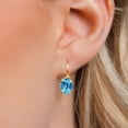 thumbnail image 3 of Gem Stone King 18K Yellow Gold Plated Silver Swiss Blue Topaz Earrings for Women | 3.20 Cttw | Gemstone November Birthstone | Oval Checkerboard 8X6MM, 3 of 6
