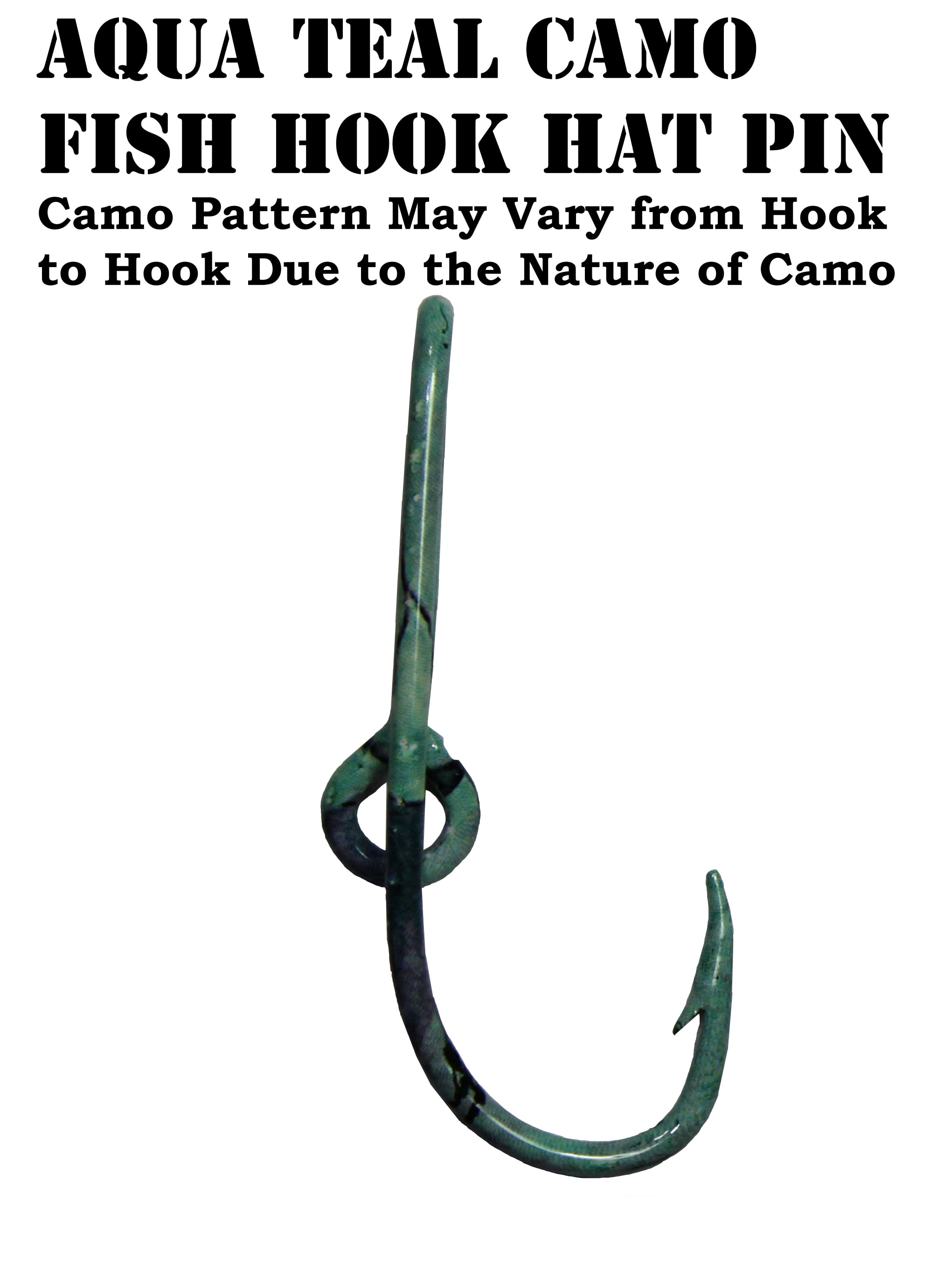 Teal Camo Fish Hook Hat Pin Prym1TYPHOON Fishing Camo Hat Hook Clip 