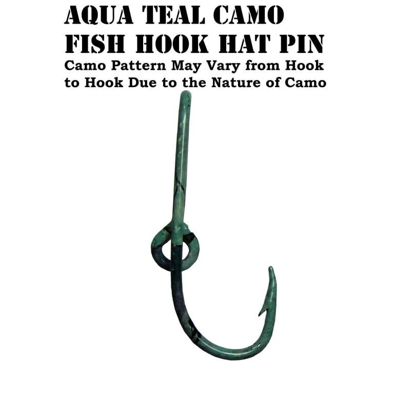 Teal Camo Fish Hook Hat Pin Prym1TYPHOON Fishing Camo Hat Hook
