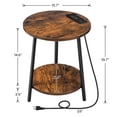 thumbnail image 3 of Round End Table with Charging Station, 2-Tier Small Circle Side Table, Round Accent Table for Living Room, Bedroom, Rustic Brown BF671BZ01, 3 of 13