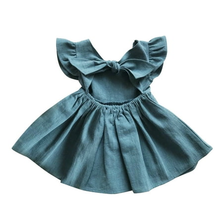 

adviicd Toddler Dress Up Set Girls Puff Sleeve Square Neck Boho Frilly Smocked Shirred Flared Midi Dress Blue 3-4 Years