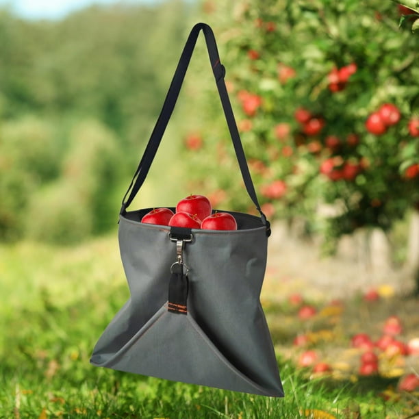Bolsa para recoger frutas, bolsa para recolección de frutas para exteriores, lavable a mano y en el brazo, con hebilla de liberación rápida, delantal Gris