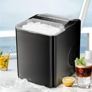 Simenmax Ice Maker, Portable Countertop Icemaker Machine, Self Cleaning Quiet 2 Sizes Bullet Cubes Makers, 9 Cubes in 6 Mins, 26lbs/24Hrs with Ice Scoop, Basket for Home Kitchen Party,Black