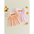 thumbnail image 3 of RUINIXCW Toddler Baby Girl Halloween Dress Infant Baby Girl Summer Fall Dress Clothes Pumpkin Embroidery Collar Puff Short Sleeve Dress with Bow, 3 of 8