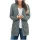 thumbnail image 2 of Cárdigan de moda para mujer, liso, suelto, de manga larga, blusa, cárdigan, abrigo de acrílico para mujer, 2 of 6
