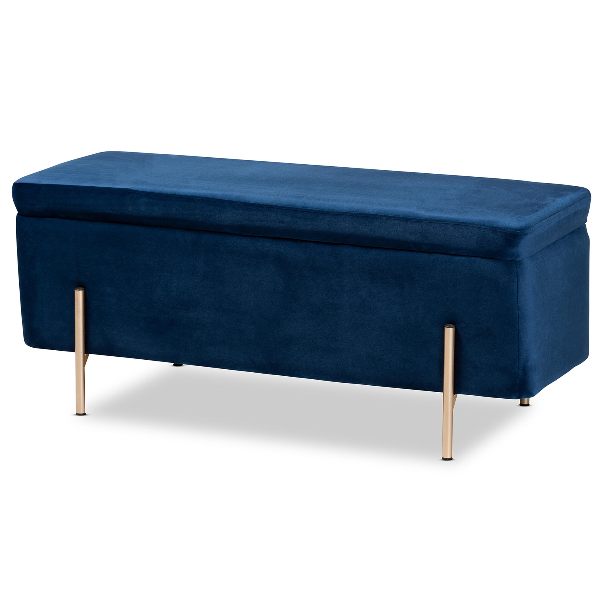 Baxton Studio Rockwell Upholstered & Storage Bench, Navy Blue