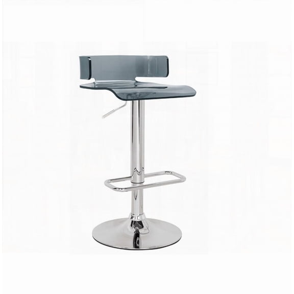 Modern 1-Piece Bar Stool - Gray/Chrome Adjustable Height Swivel Seat with Acrylic for Kitchen