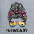 thumbnail image 2 of Messy Bun BeachLife | Cool Neon Leopard Print Bandana | Sunglasses Vaction Beach Paradise Fashion Women's Standard V-Neck Tee, Heather Grey, S, 2 of 5