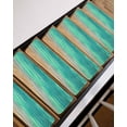 thumbnail image 3 of Teal Ombre Coastal Stair Treads for Wooden Steps Indoor Runner Rug Carpet, Summer Nautical Beach Ocean Seaside 10 Pieces Peel and Stick Staircase Step Treads Covers Washable Throw Door Mats, 30"x8", 3 of 5