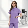 thumbnail image 3 of VIAOLI Scrubs for Women Set – Quarter-Zip Top & Slim Straight Scrub Pants, Stretchy Medical Uniform, 10 colors, 3 of 7
