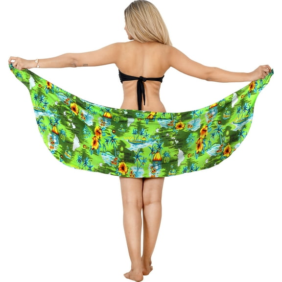 HAPPY BAY Women's Beach Wrap Bikini Wraps Sarong Swimwear Cover up Skirt Bathing suit Swimsuit Pareo for Women One Size Shamrock Green, Floral