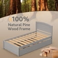 thumbnail image 6 of Tolead Solid Wood Twin Bed Frame with Trundle, Includes Headboard & Slat Support, No Box Spring Needed,Gray, 6 of 11