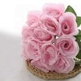 thumbnail image 2 of Efavormart 14 Pink Velvet Roses Artificial Flower Bouquet for DIY, Floral Arrangment, Home, Party, Garden, Table Centerpieces Decorations, 2 of 10