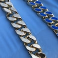 thumbnail image 6 of Men's 14K Gold Plated Miami Cuban Necklace Blue Enamel Hip Hop  Chain 20" inch x 10.5 MM Thick, 6 of 12