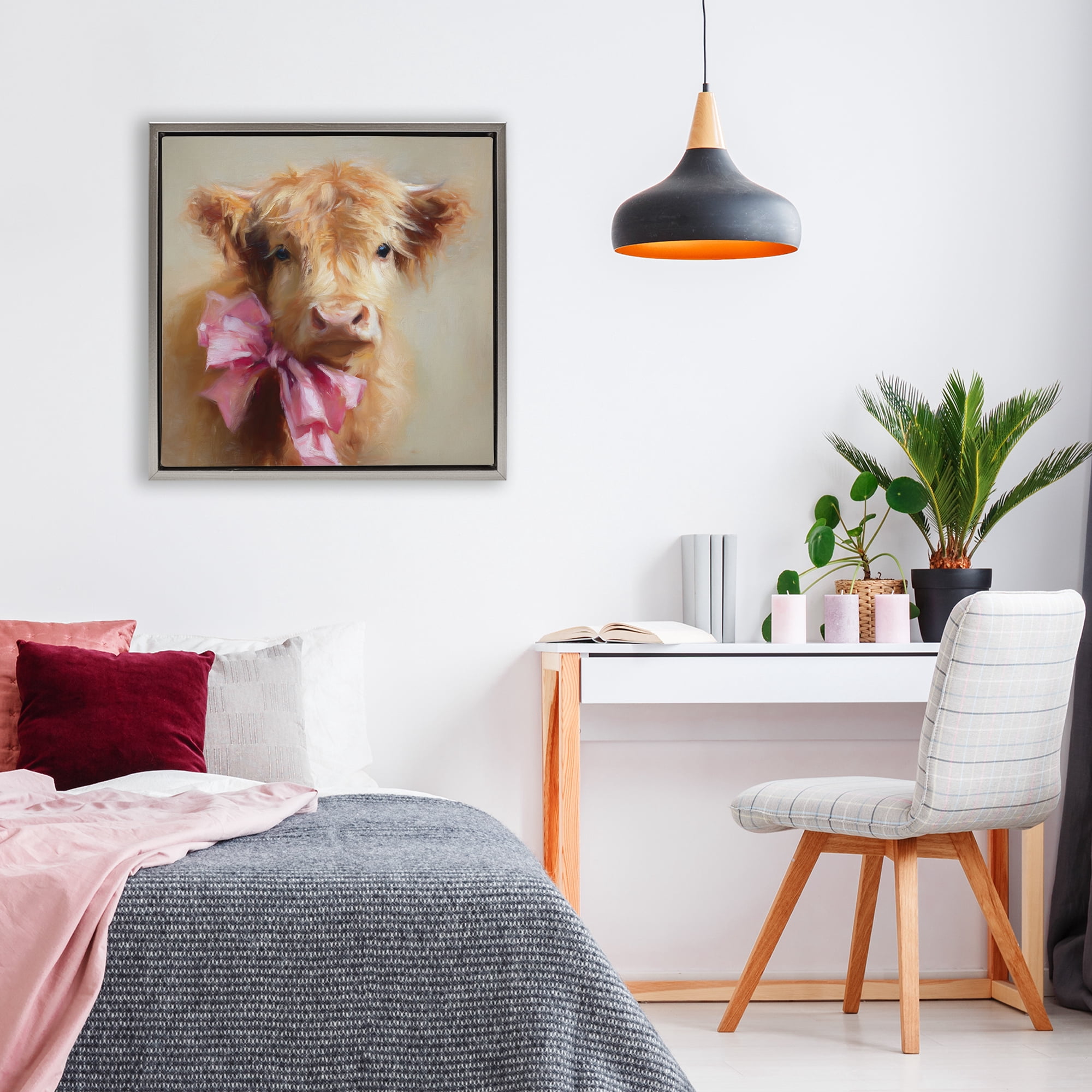 Stupell Industries Little Highland Sweetheart Gray Framed Floater Canvas Wall Art, design by Tina LeCour