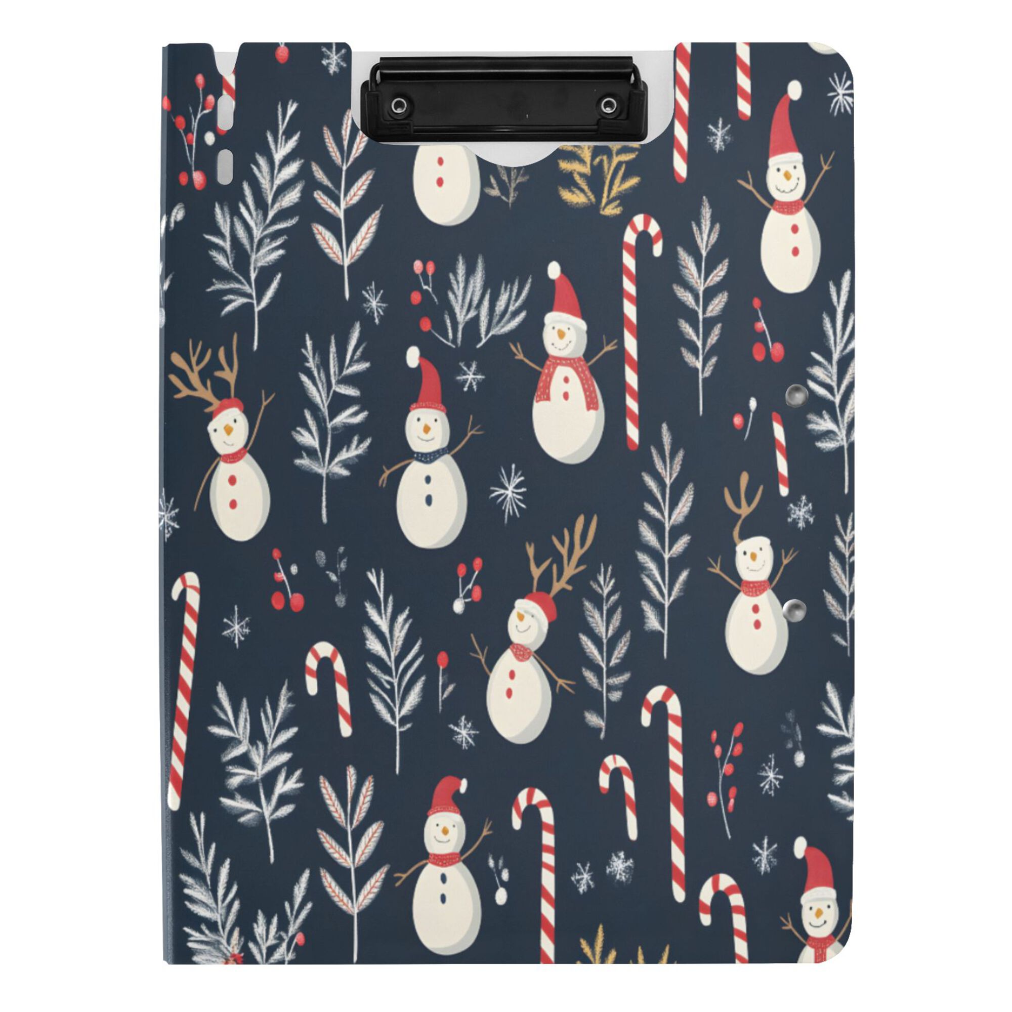 FORMRS A4 Clipboard Folder with Pen Holder Horizontal Foldable School Office Binder, Jolly Snowman