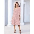 thumbnail image 6 of Zeagoo 3/4 Sleeve Women's Dress Pleated Midi Dresses Floral T Shirt Dress with Pockets Casual Flowy A-Line Dresses, 6 of 6