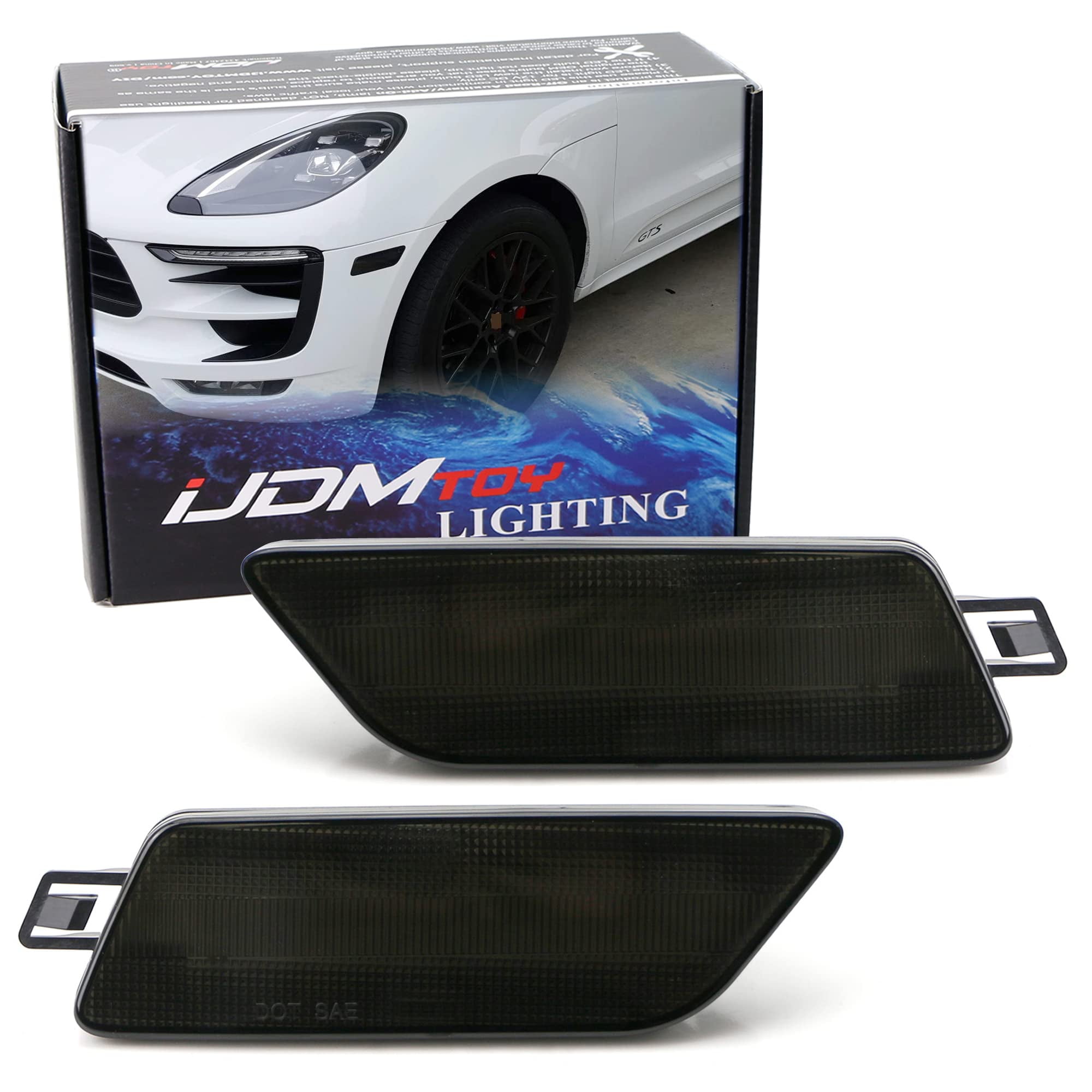 iJDMTOY Euro Smoked Lens Front Bumper Side Marker Light Housing