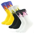 thumbnail image 2 of Sunvit-Panties 3 Pack Flame Socks for Men - Mid Calf Trendy Streetwear Polyester Socks, Multicolor Vibrant Flame Pattern, One Size Fits Most for Casual Daily Wear,Size Free Size, 2 of 5