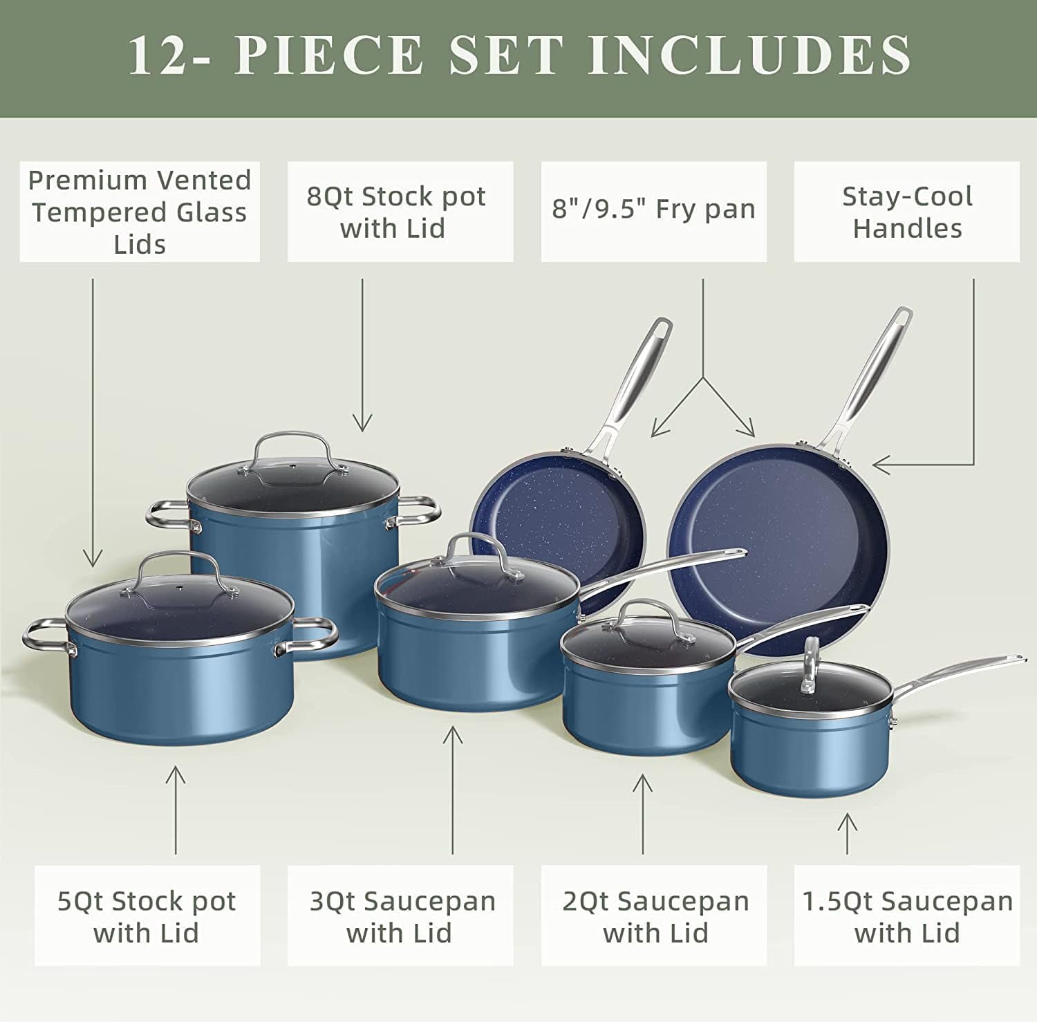Nuwave Duralon Ceramic Non-Stick 7-Piece Cookware Set w/ BBQ Grill Pan -  Bed Bath & Beyond - 16258590