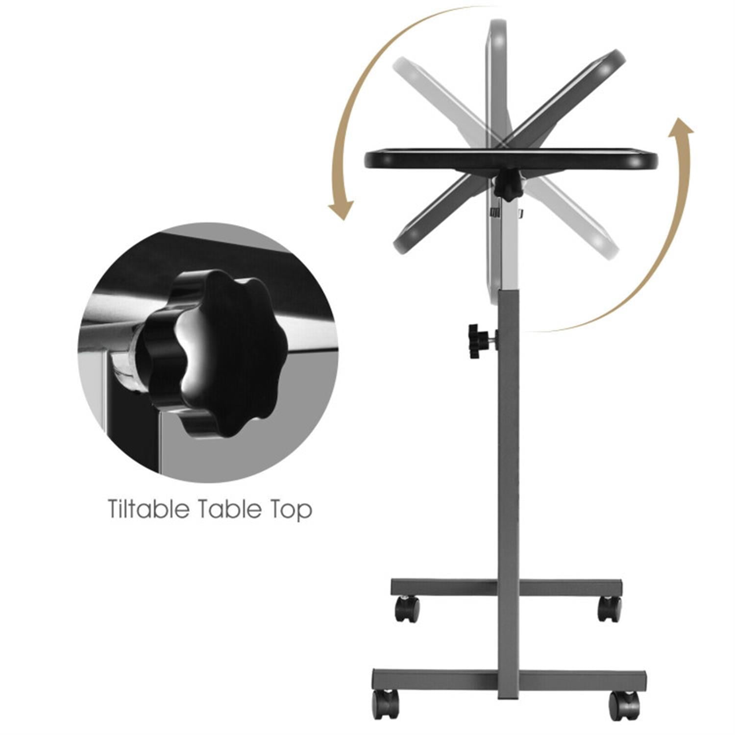 Demi Bonn Overbed Rolling Food Tray Table, Laptop Workstation for Laptops, Books, Tablets, and Art, Balck