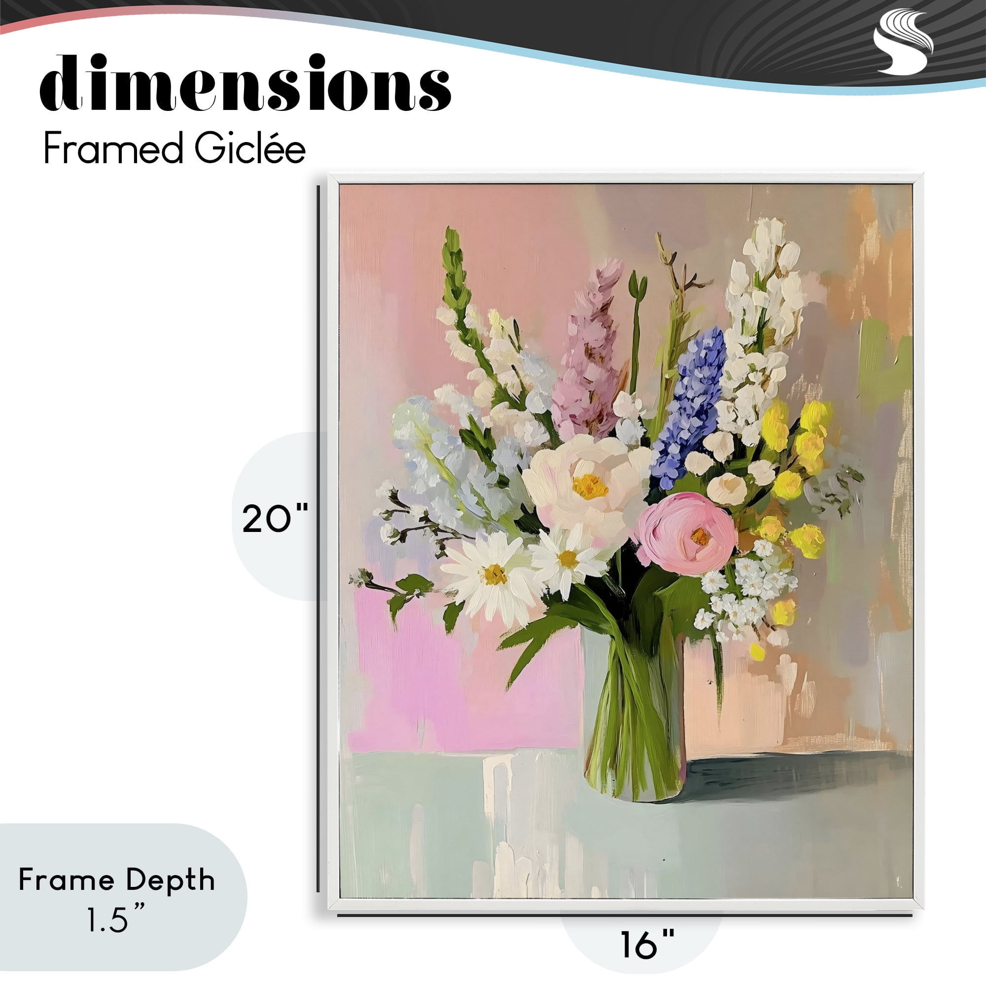 Stupell Industries Glass Vase with Spring Blooms White Framed Giclee Art, design by The Prints Vibe