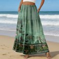 thumbnail image 2 of LWavelet Women Tribal Print Tiered Maxi Skirt Elastic Waist With Pockets Boho Long Skirt Army Green M, 2 of 6