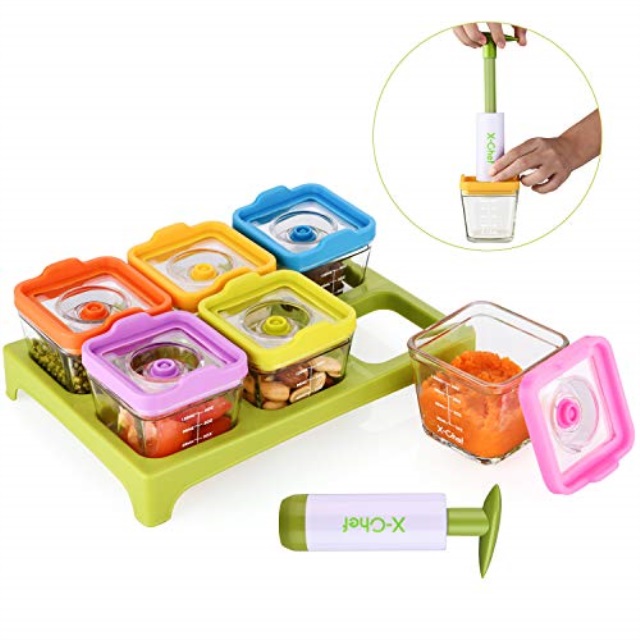 xchef vacuum seal containers, baby food storage glass container set of