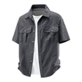 thumbnail image 3 of UVEASISHA Men's Fishing Shirt UPF 50+ Sun Protection Short Sleeve Shirts Button Down Casual Hiking Work Shirts for Summer Travel Safari Dark Gray M, 3 of 6