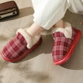 thumbnail image 2 of Rokment Plaid Christmas House Booties Slippers for Women Men Xmas Holiday Checkered Winter Fleece Lined Warm Slip on Boot Home Bedroom Memory Foam Shoes Indoor Outdoor Red Size 5.5, 2 of 9
