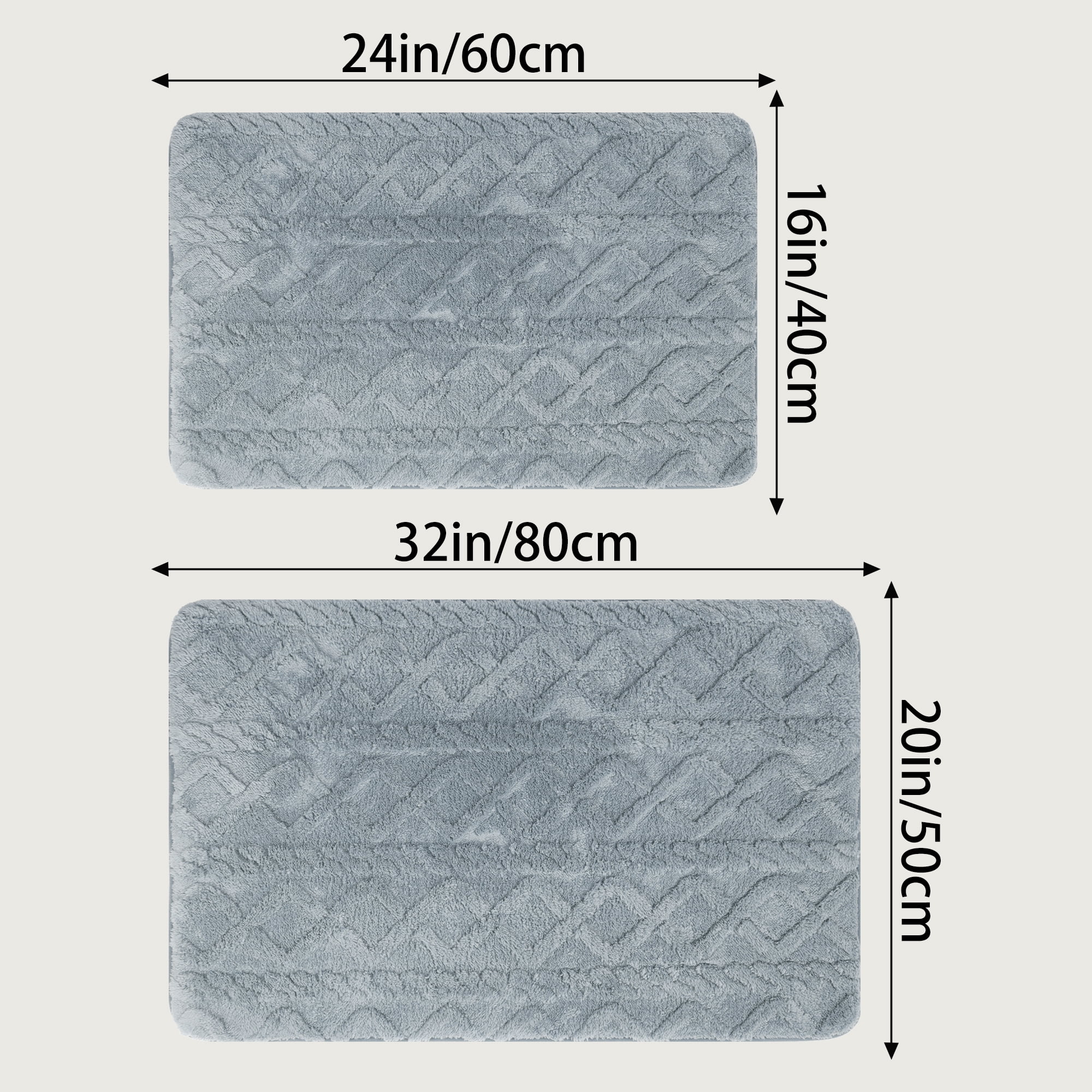 Unique Bargains Geometric Pattern Bath Mat Soft Non-Slip Bath Floor Rugs Grey 20" x 32"
