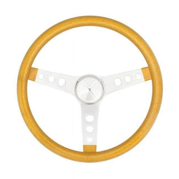 8447 13.5 in. Metal Flake Steering Wheel, Gold with Chrome Spoke
