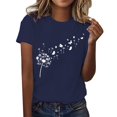 thumbnail image 2 of Women's Short Sleeve T-shirt Women'S Spring Round Neck Dandelion Printed Loose Casual Short Sleeved T Shirt,Blue Women's Short sleeve T-shirt L, 2 of 5