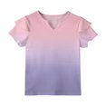 thumbnail image 7 of Dwellite Girls V-Neck Shirts Short Sleeve Cute Summer Tee Shirts Baggy Soft Tops 3-13 Years Pink 150, 7 of 7