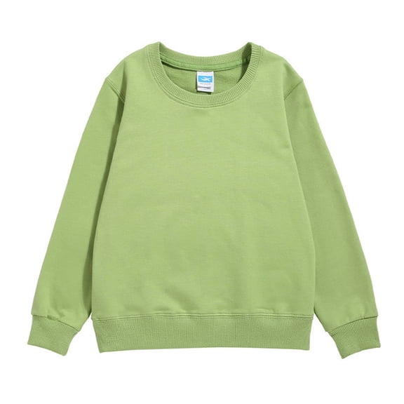 Coerni Girls Kids Solid Sport Pullover Sweatshirt Youth Basic Crewneck Sweatshirt Cotton Top Fall Shirt School Uniform Clothes