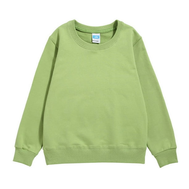 Gibobby Sudadera de cuello redondo de manga larga de algodónniños niñas sólido Patchwork manga larga algodón sudadera pulóver Tops blusa trajes ropa(Verde, 6-7 Años)