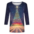 thumbnail image 4 of Hvot&aat Ladies' Christmas Printed Loose Casual Round Neck With Three Quarter Sleeves And 3/4 Sleeves T-shirt Pullover Top, 4 of 4