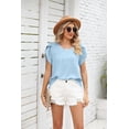 thumbnail image 4 of Summer Round Neck Petal Sleeve Chiffon Short Sleeve Loose Women's T-shirt Top, 4 of 8