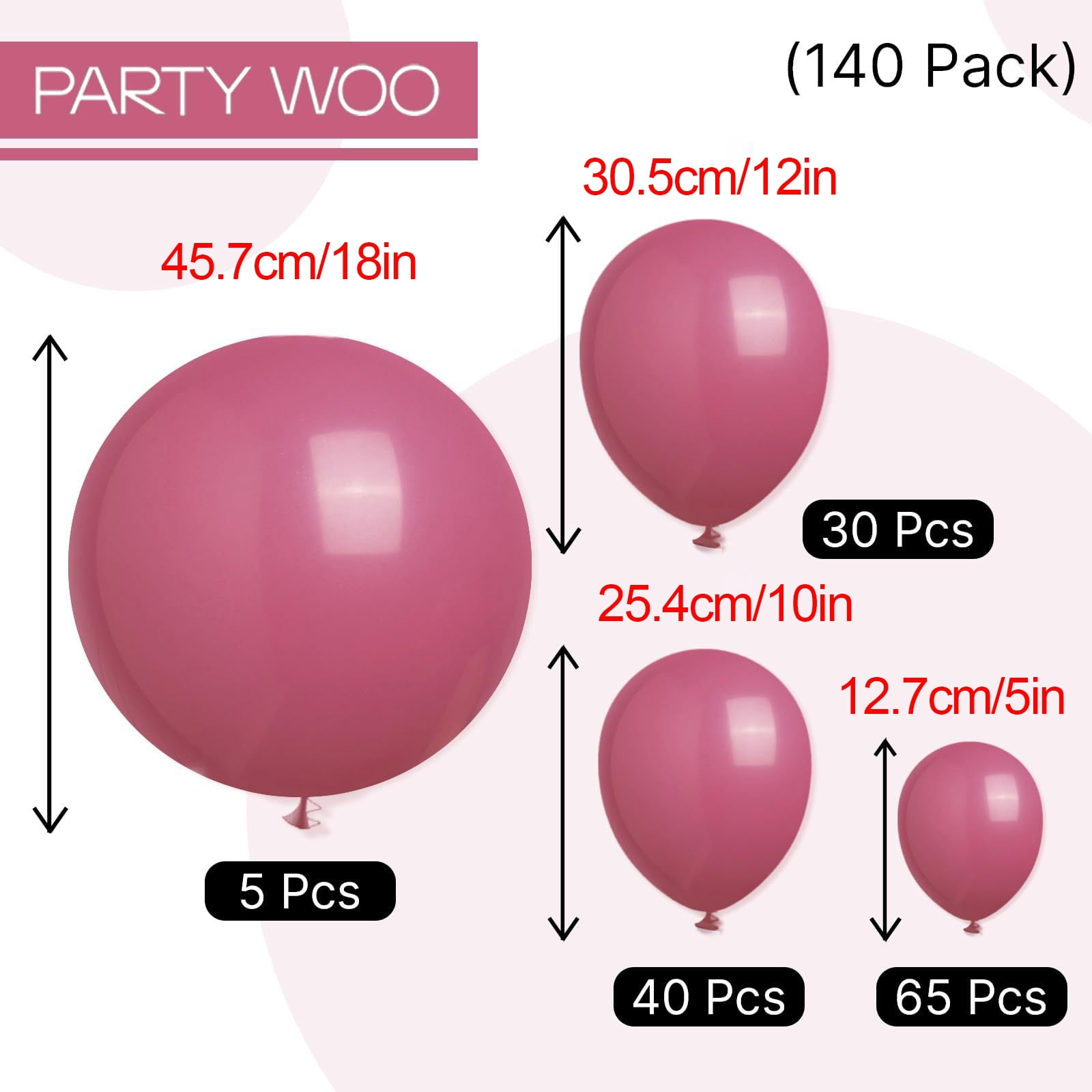 140pcs Latex Balloon Arch Kit, Decorative Balloons in 4 Sizes with Multiple Colors for Company Celebration, Wedding Venue, Birthday Party