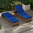 thumbnail image 4 of Gymax Lot de 2 Chaises Longues avec Dossier Réglable, Coussin et Rangement, Bleu Marine, Extérieur, 4 of 10