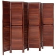 thumbnail image 2 of Oriental Furniture 6 ft. Tall Wooden Louvered Room Divider Walnut 6 Panel, 2 of 6