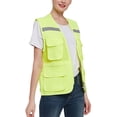thumbnail image 4 of Rejlun Ladies High Visibility Vest Waistcoat Safety Vests WorkWear Zipper Solid Color Construction Fluorescent Green XL, 4 of 4