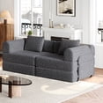 thumbnail image 3 of 72" Side Storage Sleeper Loveseat Couch, Pull-Out Couch Bed with High-Density Foam, Convertible Loveseat Sofa Bed for Living Rooms, Grey, 3 of 3