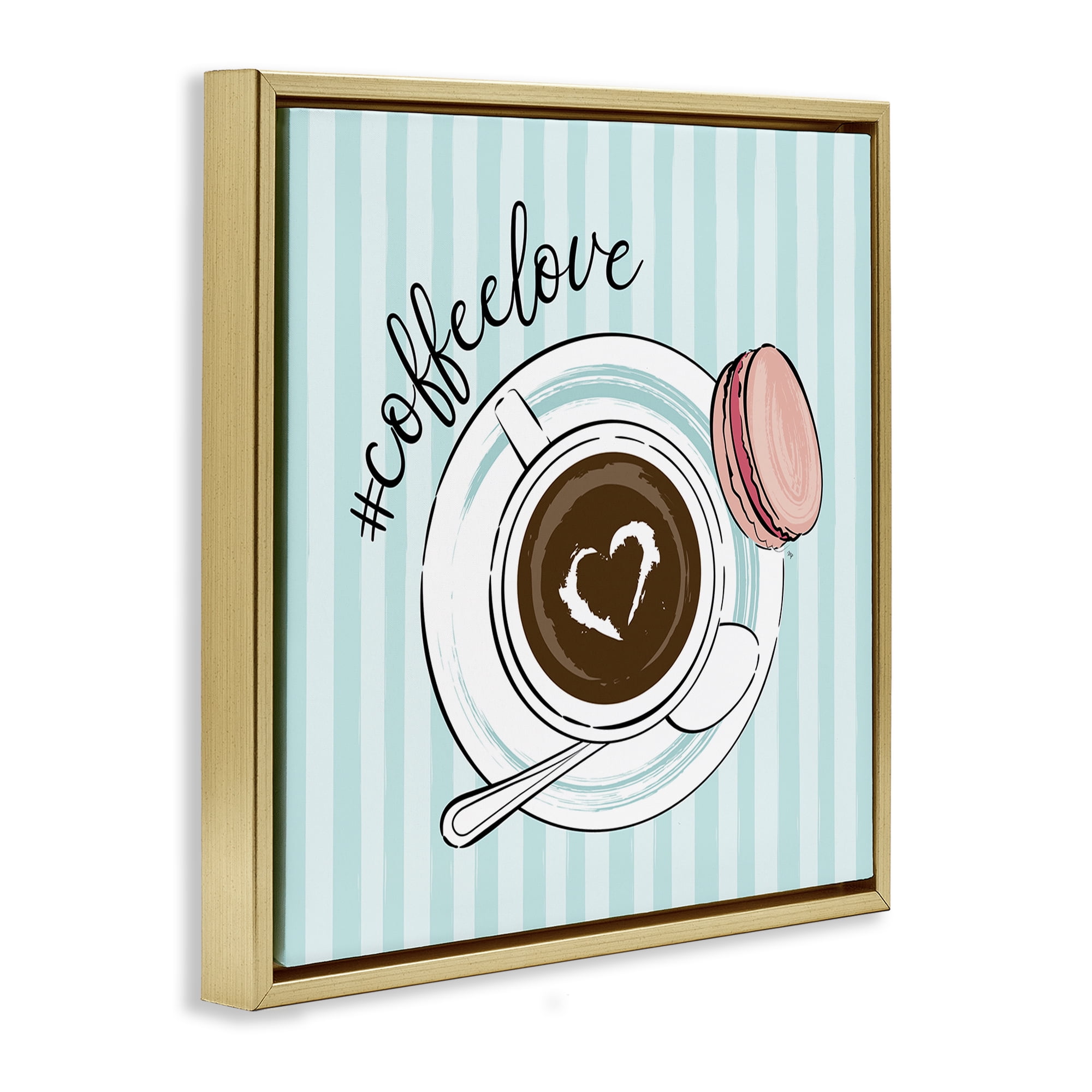 Stupell Industries Coffee Love Hashtag Gold Framed Floater Canvas Wall Art, design by Martina Pavlova