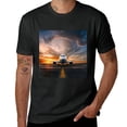 thumbnail image 2 of PIKWEEK  Pictures of airplanes at sunset, artwork of airplanes in the sky, design of shirt art display, outer space T-shirt gifts for casual and breathable men, women, boys, girls Black, 2 of 4
