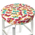 thumbnail image 3 of KLL Colorful Butterflies Round Bar Chair Cushion Cover ,Bar Stool Protector with Elastic, Soft Washable, 3 of 6