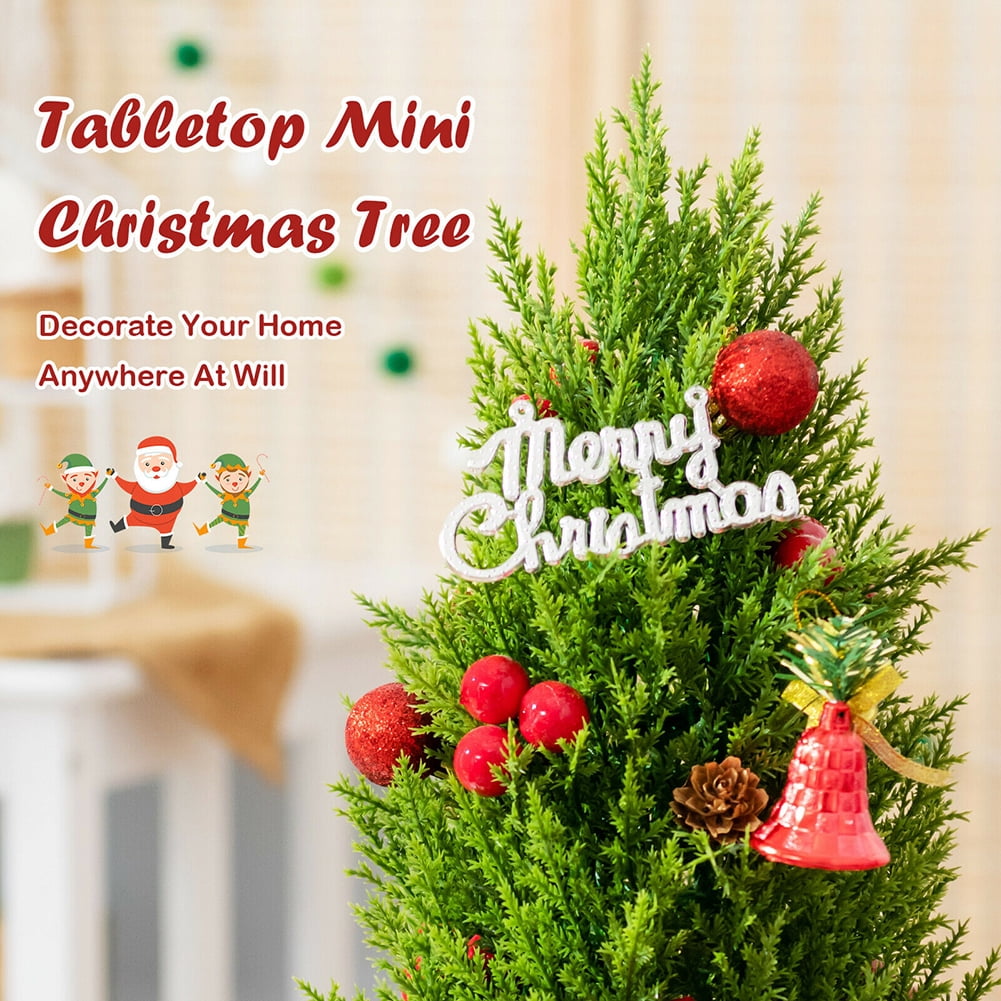 Kepooman 18.5" Tabletop Artificial Mini Christmas Tree | Includes 170 PE Branches & Pulp Stand