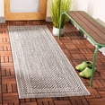 thumbnail image 2 of SAFAVIEH Courtyard Marisa Border Indoor/Outdoor Runner, 2'3" x 6'7", Grey/Black, 2 of 9